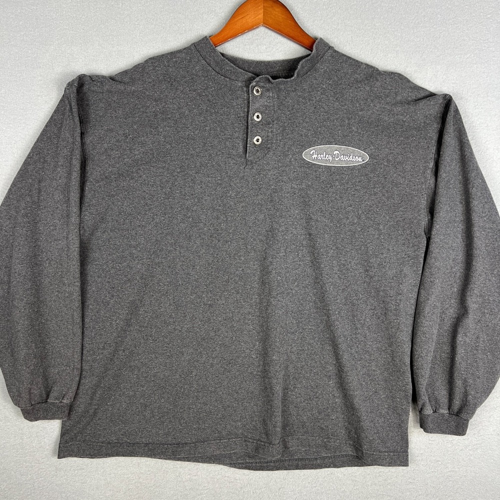 VTG Harley Davidson Henley Shirt Mens XL Milwaukee Wisconsin Y2K Made in USA